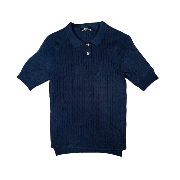 Textured short sleeve polo shirt